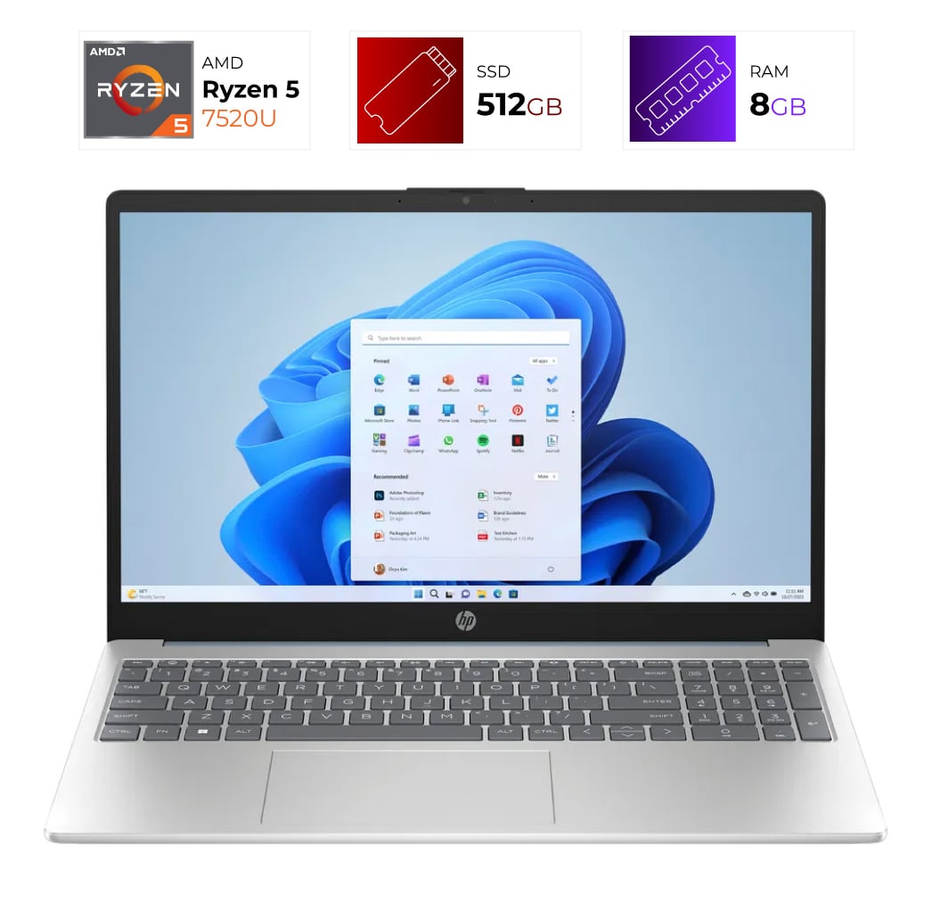 HP 15-Fc0250la – AMD Ryzen 5 7520U – 8GB – 512 GB