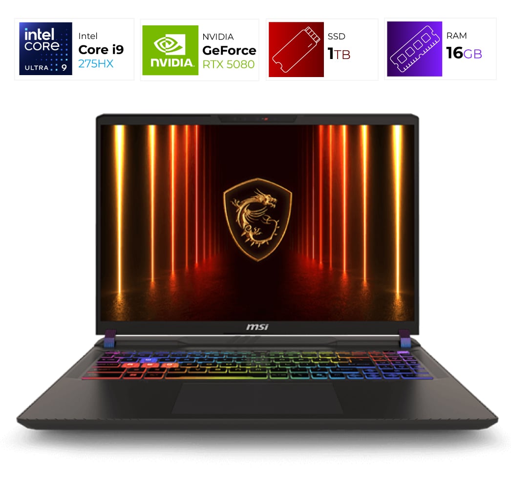 MSI Vector 16 HX – Intel Ultra 9 275HX – 16GB – RTX 5080 – 1TB – Cosmos Gray