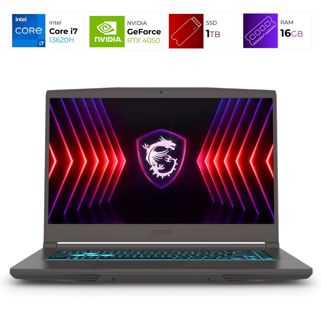MSI Thin 15 – Intel I7 13620H – 16GB – RTX 4050 – 1TB – Cosmos Gray