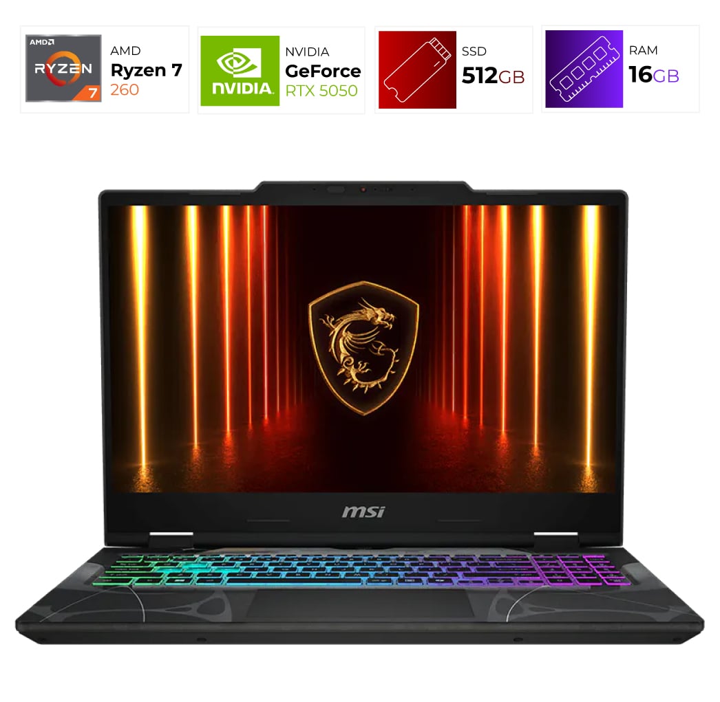 MSI Cyborg A15 – AMD Ryzen 7 260 – 16GB – RTX 5050 – 512 GB – Odyssey Gray