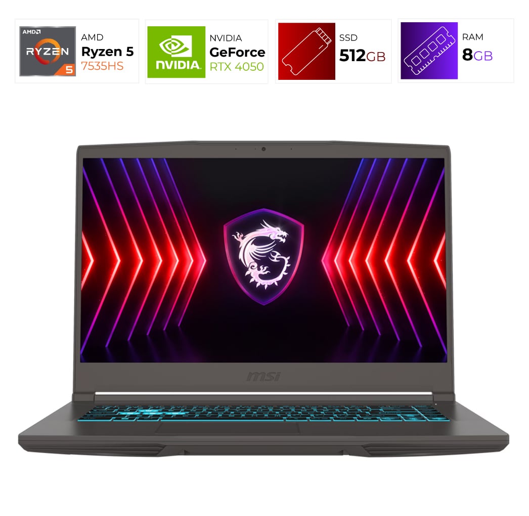 MSI Thin A15 – AMD Ryzen 5 7535HS – 8GB – RTX 4050 – 512GB – Cosmos Gray