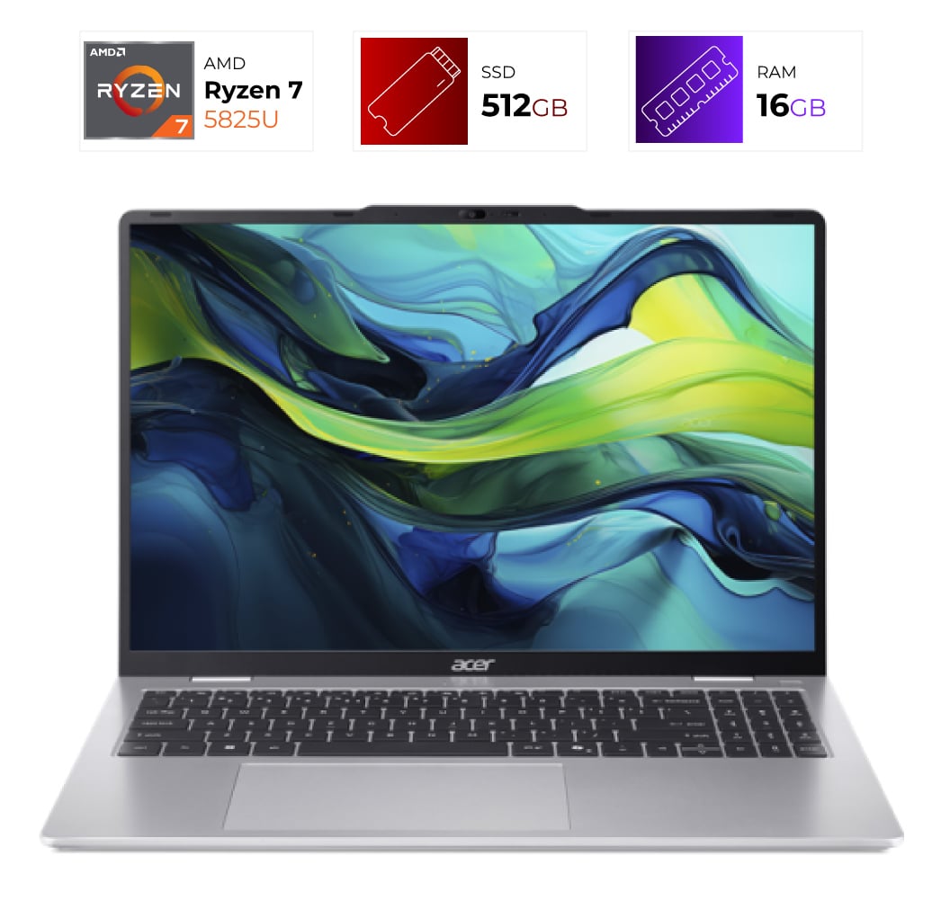 Acer Aspire Lite – AMD Ryzen 7 5825U – 16GB – 512GB – Light Silver