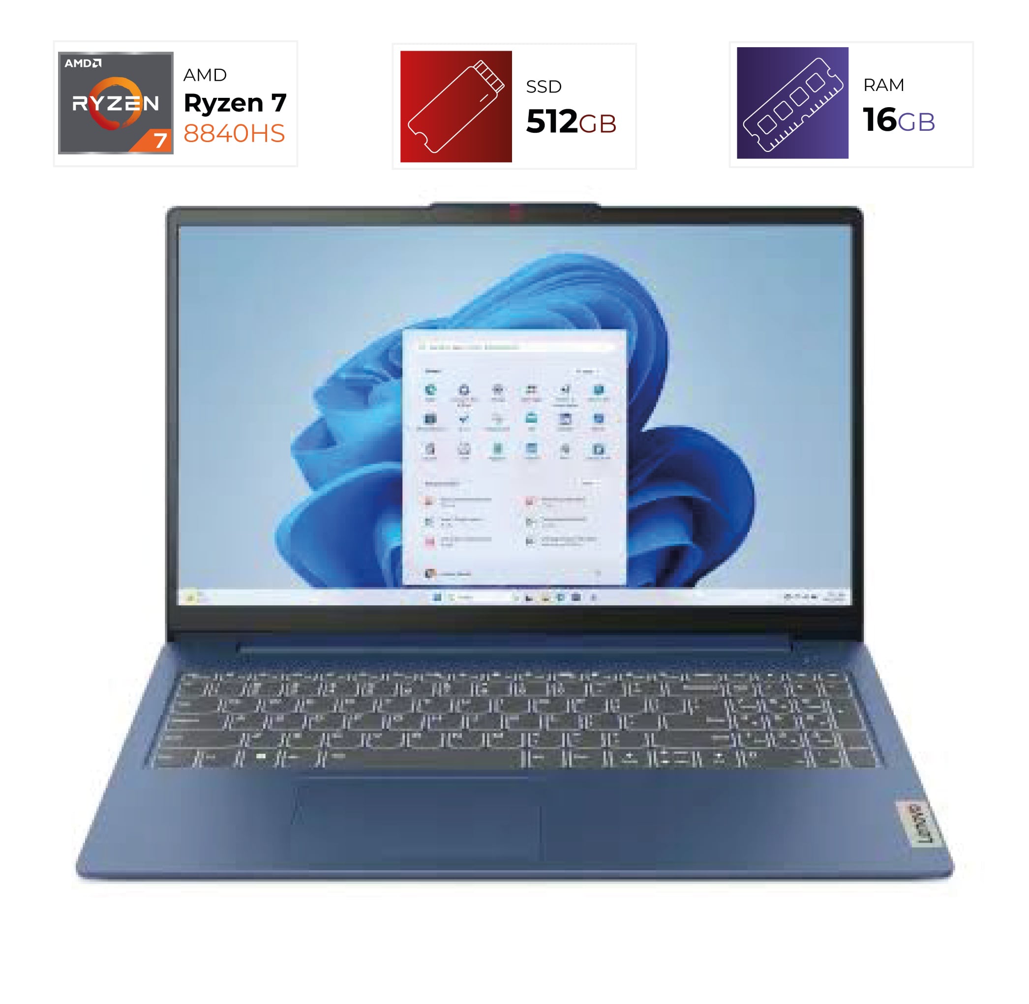 Lenovo IdeaPad Slim 3 – AMD Ryzen 7 8840HS – 16GB – 512GB – Abyss Blue