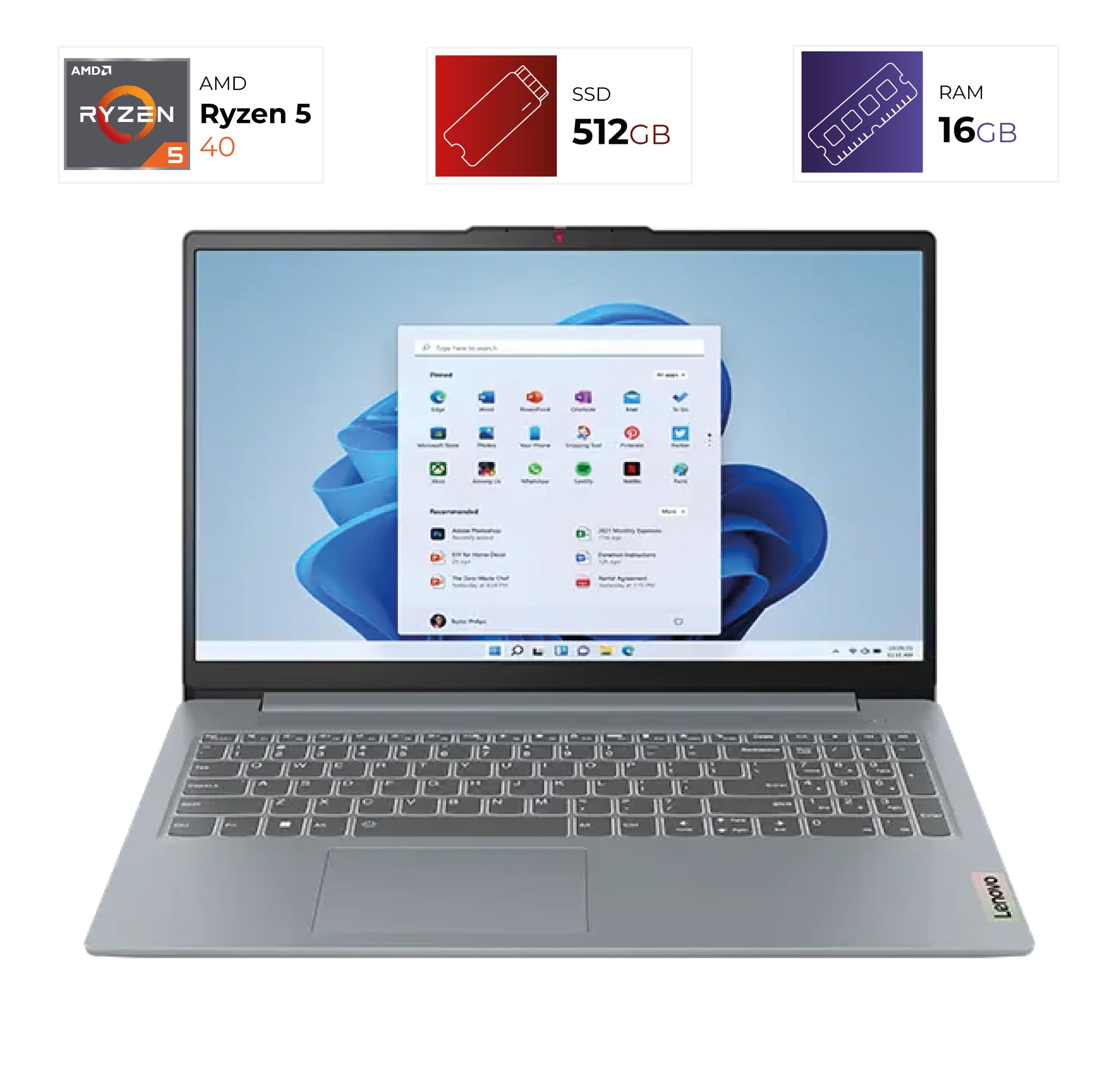 Lenovo IdeaPad Slim 3 15AMN8 – AMD Ryzen 5 40 – 16GB – 512GB