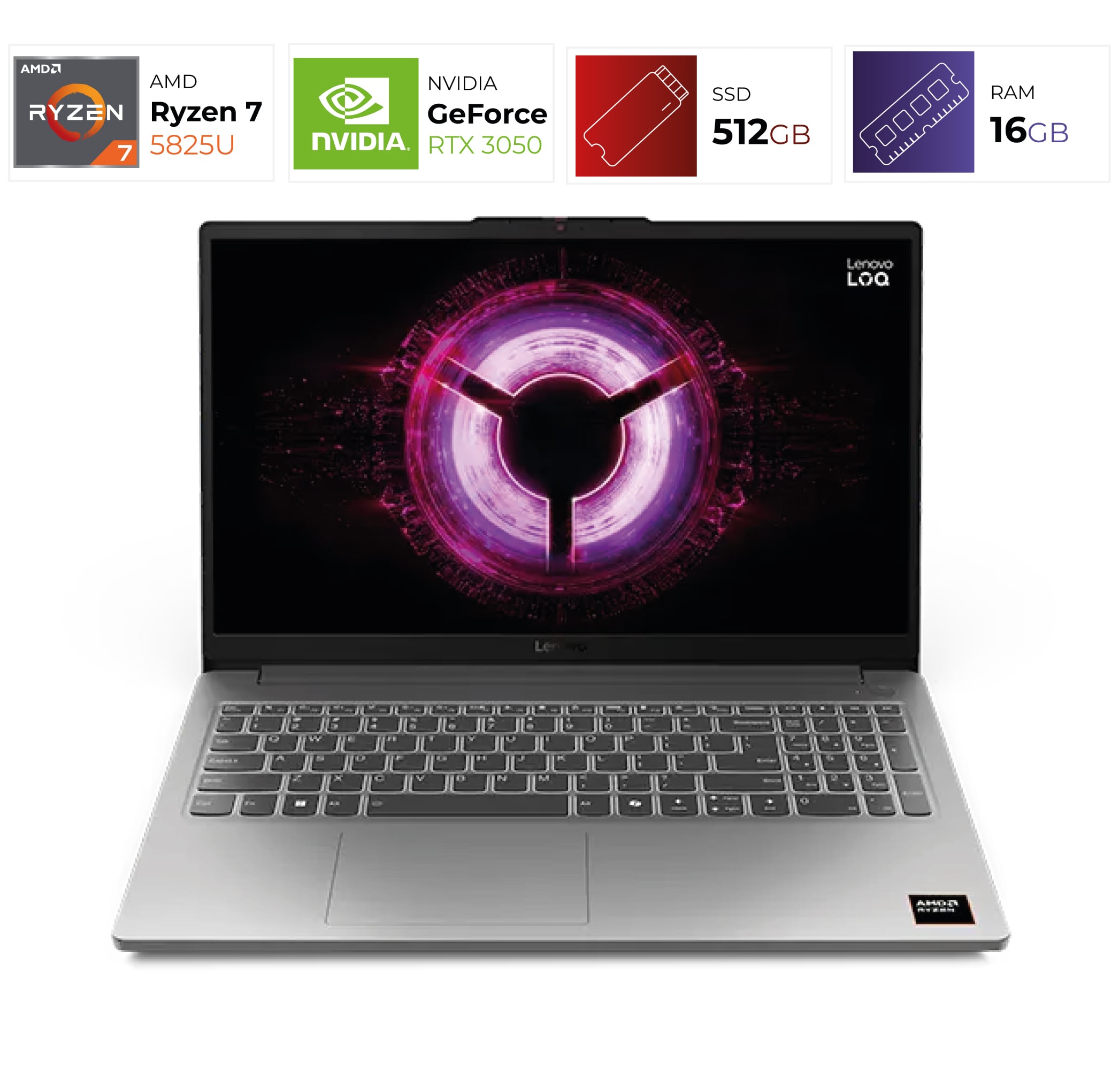 Lenovo LOQ 15ARP10E – AMD Ryzen 7 170 – 16GB – RTX 4050 – 512GB