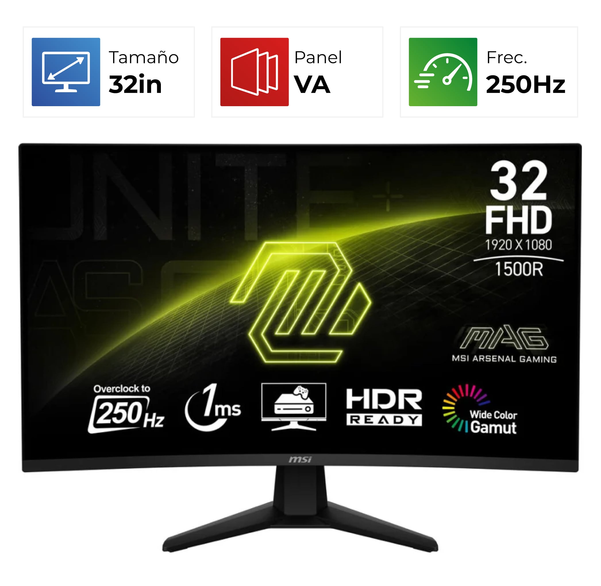 MSI Mag 32C6X – Curvo – 32″ – 250Hz