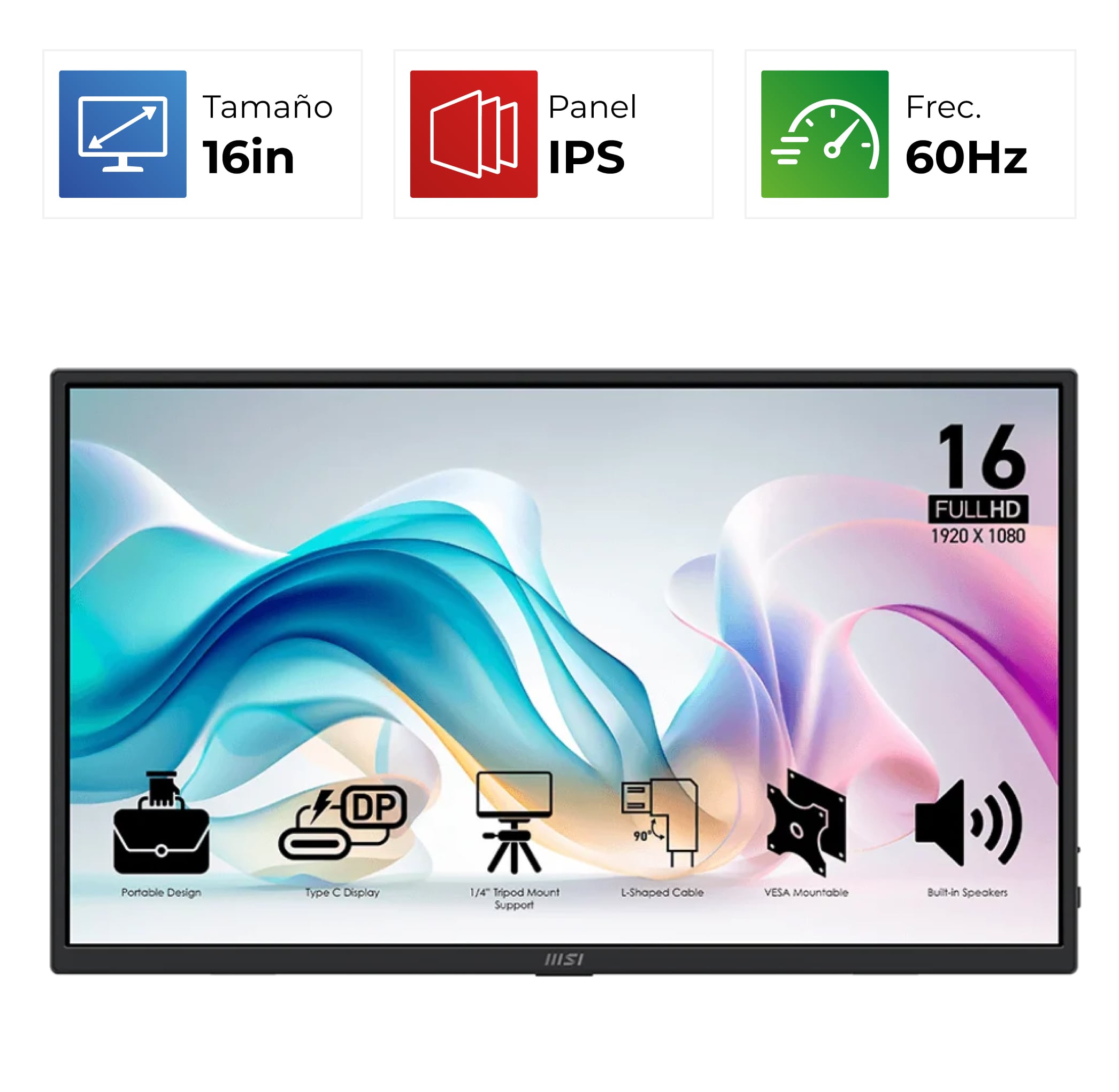 MSI Pro MP165 E6 – 16″ – FHD – 60Hz – IPS – Portable