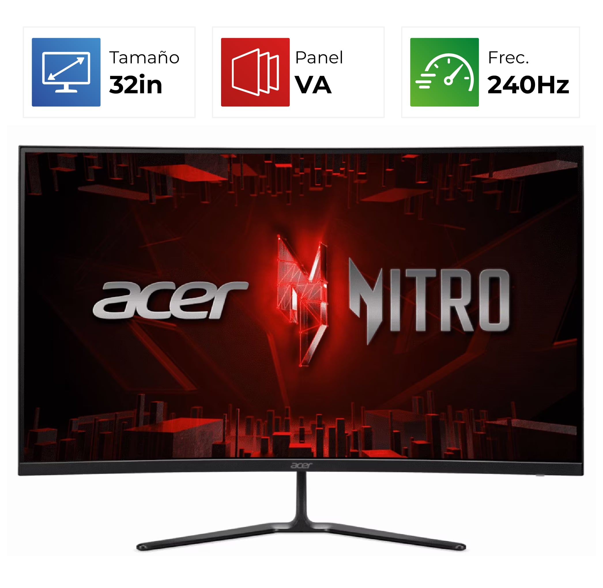 Acer ED320Q W0biip – 32″ FHD – VA – 240HZ – 1ms – Curvo – Negro