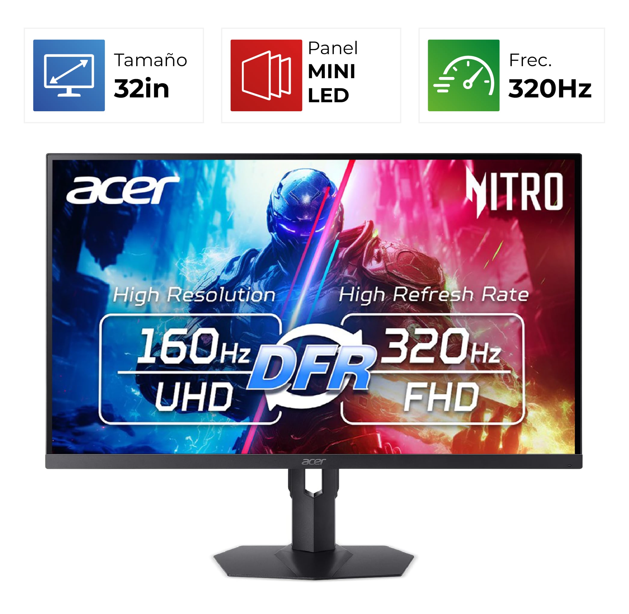 Acer XV325QK V3bmiipprx – 32″ – UHD – 320Hz Dual Mode – QD Mini Led – 0,5ms