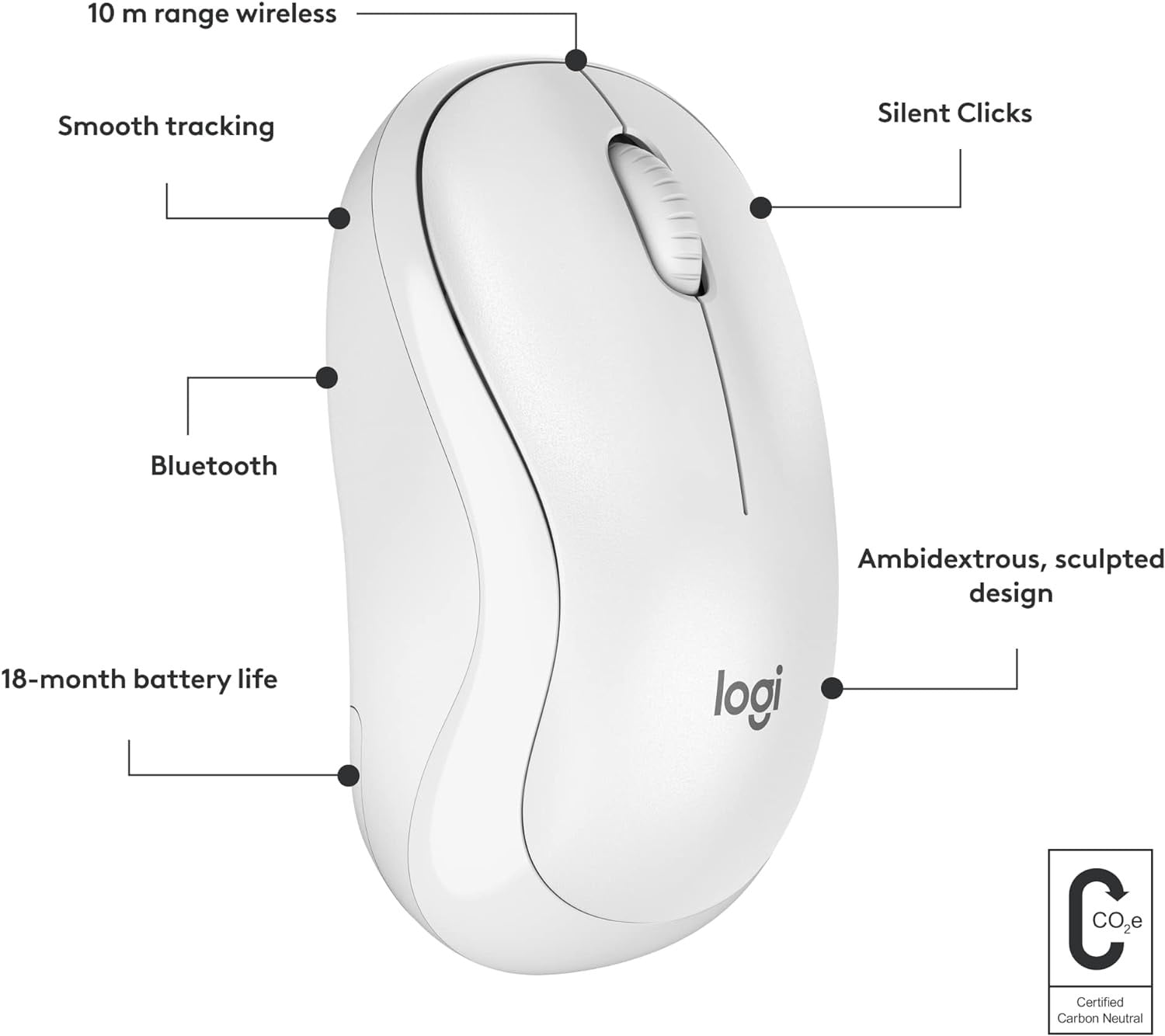 Logitech M240 SilentTouch Bluetooth – Blanco — vista 3