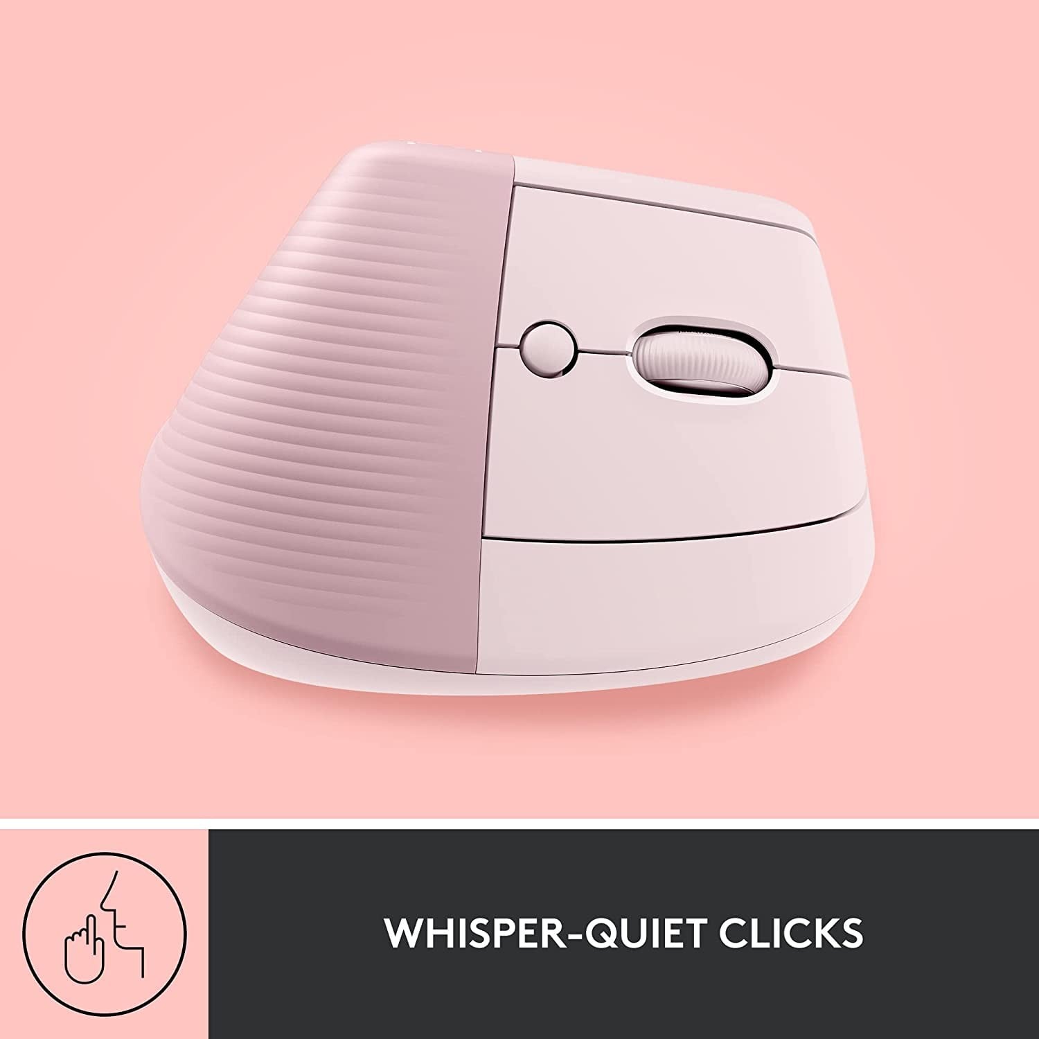 Logitech Lift Vertical Ergonomic Wireless Mouse Rosado — vista 3