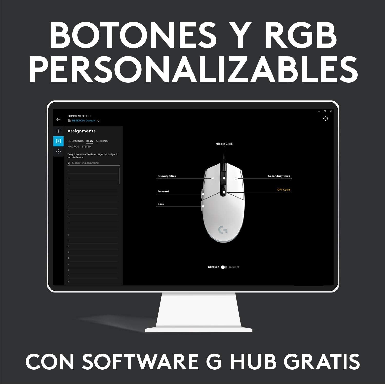Logitech G203 Lightsync RGB – Blanco — vista 2