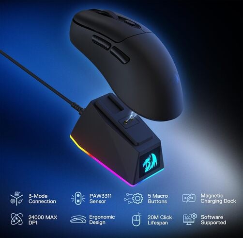 Mouse Redragon Ebony Standard – Wireless – Negro — vista 3