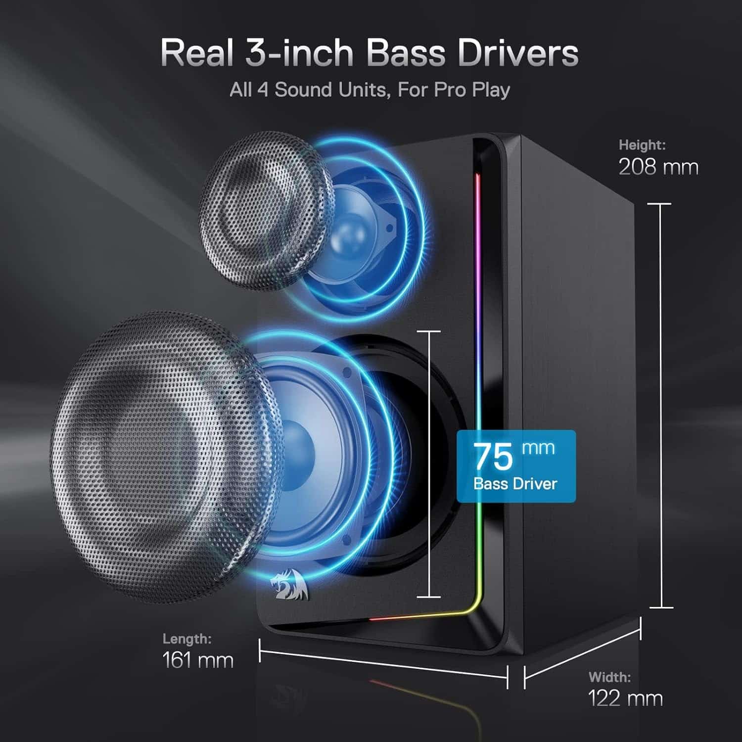 Parlantes Redragon GS812 Andante Bluetooth — vista 3