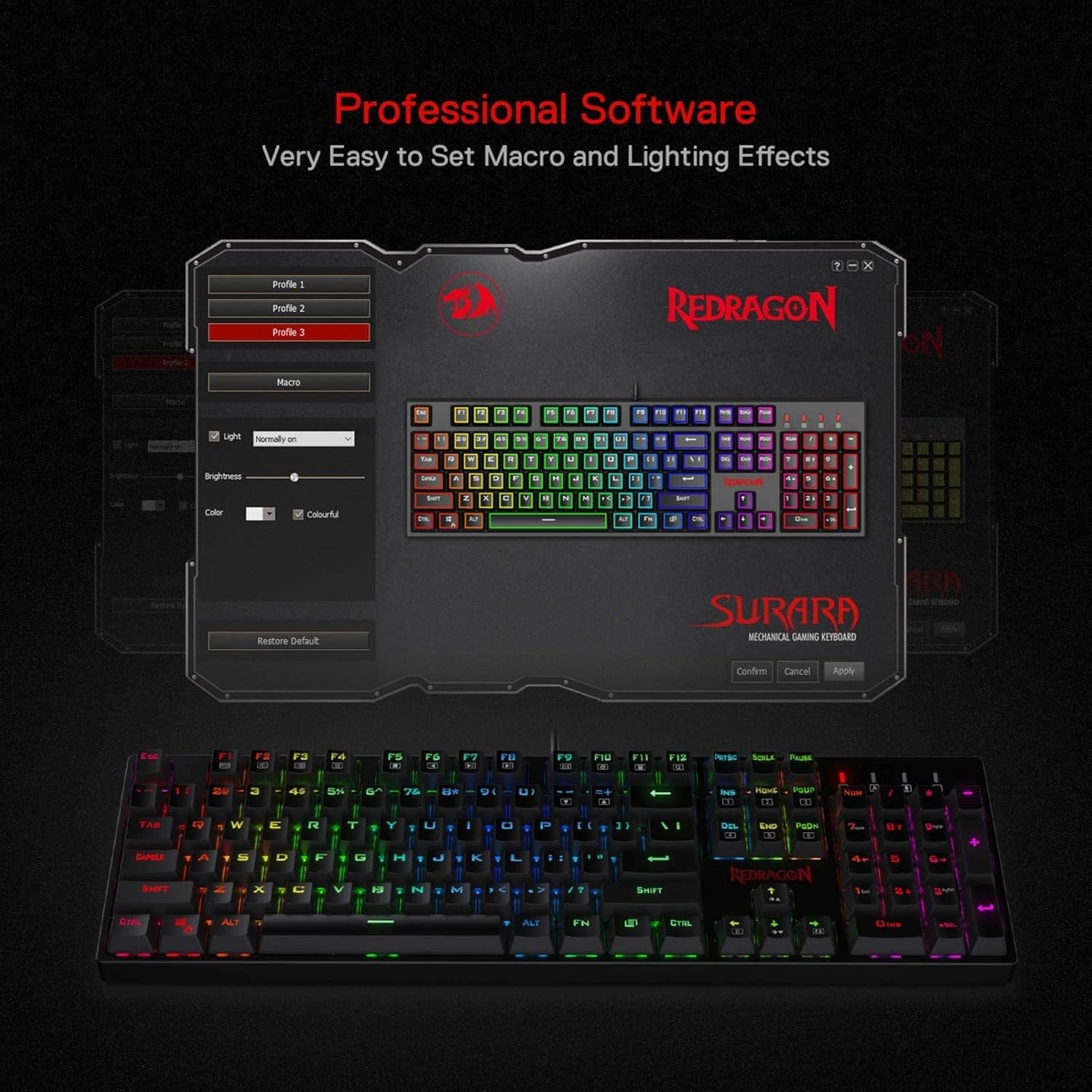 Redragon Surara – K582RGB – Red — vista 3