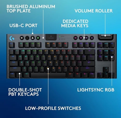 Logitech G915X Lightspeed TKL – Negro — vista 3