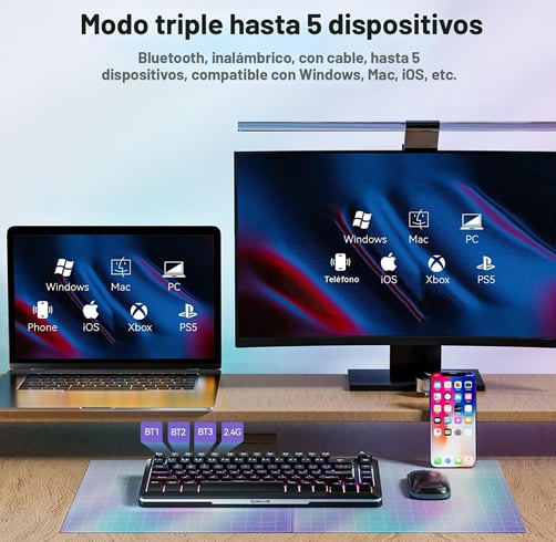 Redragon Flekact Pro – LCD – RGB – Negro — vista 2