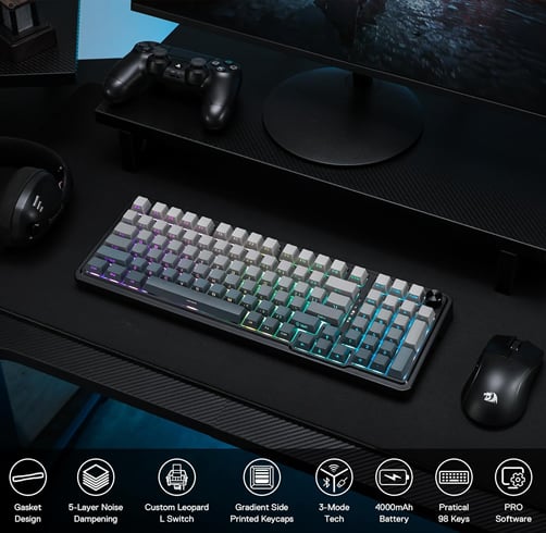 Redragon Eisa Pro – 98 Teclas RGB – Negro/Gris — vista 2