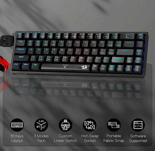 Teclado Redragon Draconic Pro+ – Wireless – Negro — vista 3