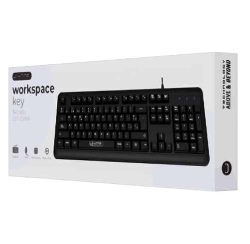 Teclado Unno Tekno Wrokspaced Key – English – USB – Negro — vista 3